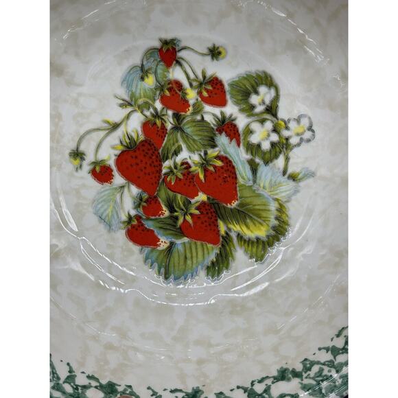 Vintage Ceramic Serving Bowl, Garantito Per Alimenti, Hand Painted Strawberries - Picture 2 of 16